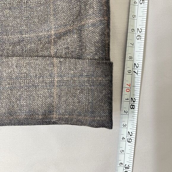 Canali Men's 100% Wool Flat Front Dress Pants Brown Plaid • Italy • 38x30 Flawed - Picture 13 of 15